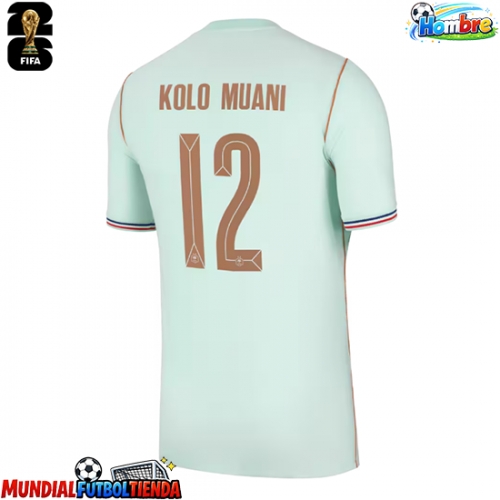 Camiseta Francia Randal Kolo Muani #12 Segunda Equipación Replica Mundial 2026 mangas cortas